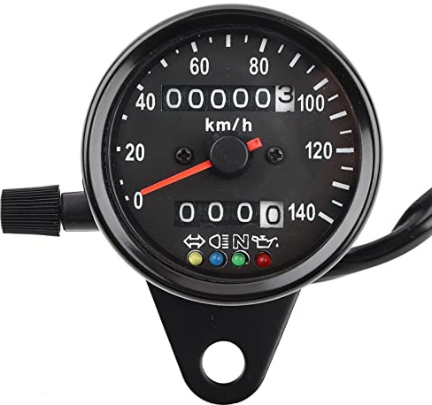 Keenso Motorrad Tachometer, Motorrad 65mm Wasserdicht Tachometer LED Mechanik Kilometerzähler mit Indikator