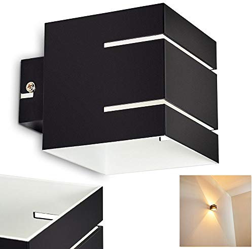 Wandlampe Varco aus Metall in Schwarz/Weiß mit Schlitzen, moderne Wandleuchte mit Lichteffekt, 1 x G9-Fassung, Cube/Innenwandleuchte mit Up & Down-Effekt, ohne Leuchtmittel