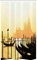 ABAKUHAUS Venedig Schmaler Duschvorhang, Romantische Stadt bei Sonnenaufgang, Badezimmer Deko Set aus Stoff mit Haken, 120 x 180 cm, Senf und Schwarz