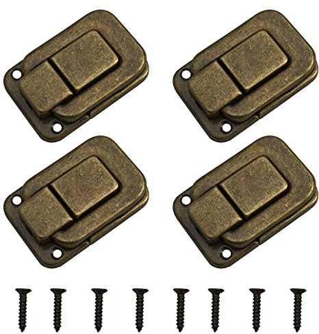 MroMax Koffer Aktentasche Holzkoffer 48 x 33 mm Metall Knebelverschlüsse Verriegelung 1 Stück/2 Stück/3 Stück, MRO190816L-0036, Messing, 4pcs