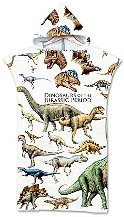 Treer Badeponcho Strand Poncho Strandtücher Handtuch, Poncho mit Kapuze Schnelltrockend 3D Drucken Bademantel Badetuch Duschtücher Für Umziehhilfe beim Wassersport (75X110cm,Ära der Dinosaurier)