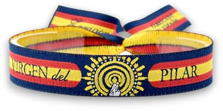 BDM Pulsera Virgen del Pilar | Diseño con la Bandera de España | Pulsera Ajustable para Hombre y Mujer | Amuleto de Protección y Fe | Regalo Original de Zaragoza