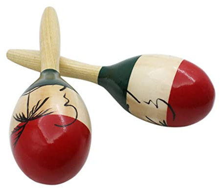 Sasuori Pair of Wooden Maracas Rumba Shakers Rattles Sand Hammer Percussion Instrument Musical for Party Games