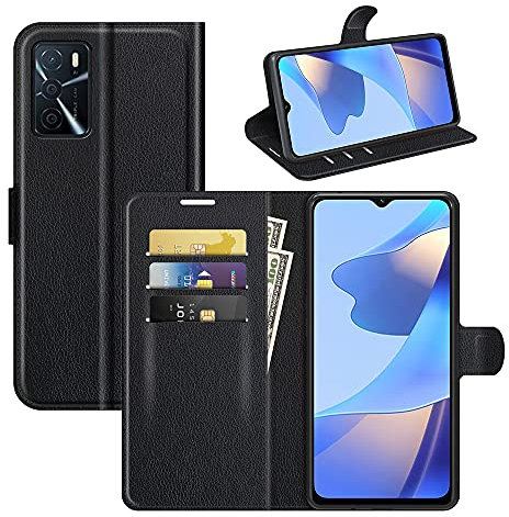 Fertuo Cover per Oppo A16 / A16S / Oppo A54S, Custodia Portafoglio Cover a Libro in Pelle Flip Case con Silicone Bumper, Fibbia Magnetica, Porta Carte, Kickstand, per Oppo A16S, Nero