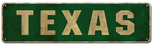 DILUKE Texas State Schild, Veranda-Dekor für Zuhause, Bar, Bauernhaus, 10,2 x 40,6 cm Vintage-Aluminium-Wandschild