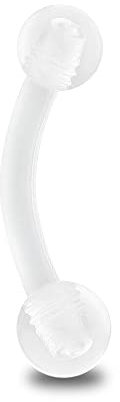 Treuheld® Piercing Banane aus Kunststoff | Farbe: Klar/Durchsichtig | Größe: 1,2 x 10 mm (Kugeln: 2,5mm)