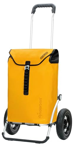 ANDERSEN Einkaufstrolley - Royal Shopper Ortlieb gelb | mit Luftbereifung, große Räder, 25 cm, aus Alu, bis 50 kg - Tasche verschweißt, wasserdicht, Innenfach, 49 L