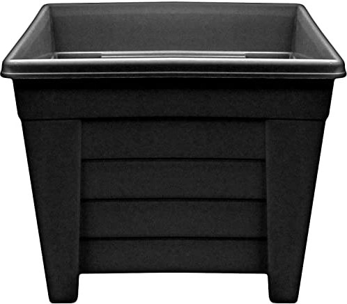 Optimal Products Long Trough/Oval/Square Plant Pot Plastic Planter Indoor Home Outdoor Garden Window Herb Flower Box (38cm Square Planter Ebony, 1)