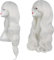 YEESHEDO Weiß Cosplay Perücke für Frauen Langes Gewelltes Haar Synthetische Perücken mit Pony für Halloween Party Kostüm Anime 32 Zoll 80 cm