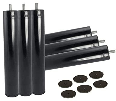 Cama express Lot de 6 Pieds cylindriques pour sommier ou Bases tapissées | Pieds métalliques de 32 cm avec Filetage pour M-10