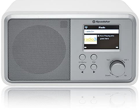 Roadstar IR-390D+BT/WH Radio Internet Wi-Fi e Digitale DAB/DAB+/ FM, Bluetooth, Caricatore USB, Telecomando, Connessione per Cuffie, Doppia Sveglia, Bianco