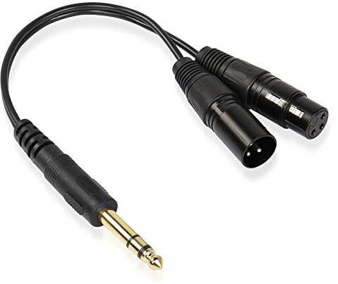 GELRHONR 1/4 Zoll 6,35mm TRS Stecker auf 2 XLR Balanced Interconnect Stereo Audio Kabel, Dual XLR auf 1 / 4inch (6,35mm) TRS Stereo Kabel für Lautsprecher Mikrofon Gitarre Mixer AMP-34cm