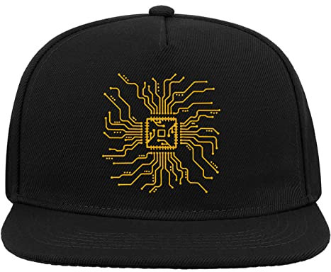CPU and Motherboard Minimalist Graphic 5-Panel-Baseballmütze mit flachem Visier und Snapback Schwarz