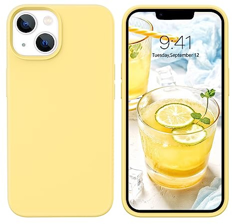 BENTOBEN for iPhone 13 Mini Case, iPhone 13 Mini Phone Case, Slim Fit Liquid Silicone Soft Gel Rubber Anti-Scratch Shockproof Phone Cover with Microfiber Lining for iPhone 13 Mini 5.4, Yellow