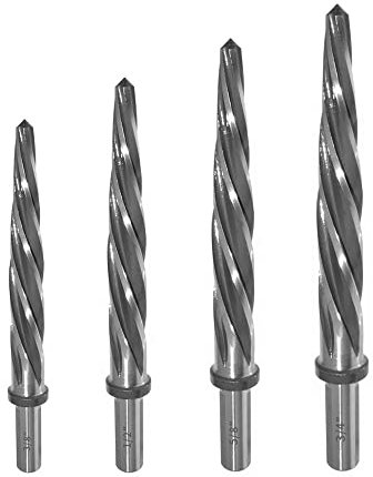 YUEWO 4PCS Bridge Construction Reamer Drill Reamer Tool Set for Metal, M2 HSS Car Reamer Tapered Alignment Reamer Drill Bit Chucking Steel Reamers Spiral Flute with Shank Chuck