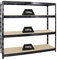 PROREGAL Profi Schwerlastregal Rhino EXTRA BREIT schwarz HxBxT 180x200x60cm Fachlast 500kg 4X Spanplatten-Ebenen 16mm Garagenregal, Lagerregal, Steckregal, Weitspannregal