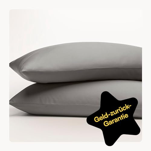 Seralino Kissenbezug 40x80 Baumwolle Satin - mit YKK Reißverschluss (Graubraun/Dunkelgrau/Anthrazit) - Oeko-Tex - Wolkenweicher Schlaf mit atmungsaktivem Luxus Kopfkissenbezug - 1x Kissenhülle