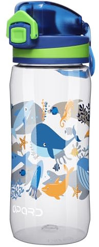 Opard 500ml Trinkflasche Kinder, Mit auslaufsicherem Flip-Top-Deckel, wiederverwendbarem BPA-freiem Tritan für Schule und Reisen