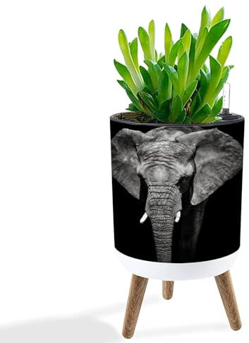 UHMLTCRBOD Planter with Stand Portrait Elephant Boho Plant Pot with Legs Standing 8.7” Flower Pots Self-Watering Planters with Water Inlet & Water Level Indicator Indoor Decor