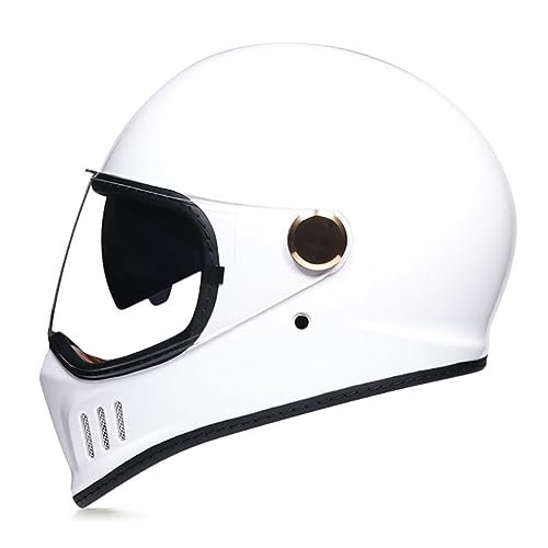 Retro Motorrad Offener Helme Mit Visier, Motorradhelm Herren Damen, Vintage Motorrad Integralhelme DOT/ECE-Zugelassen, Klapphelme, Halboffener Helm Für Scooter Moped ( Color : C , Size : XL=(61-62cm)