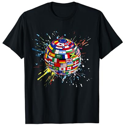 Drapeaux du monde international T-shirt drapeaux carte du monde pour enfants T-Shirt