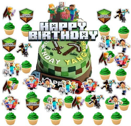 25pcs Cake Decorations, 1 Large Happy Birthday Topper Toppers Happy Birthday for Kids (NTN) (NTN)