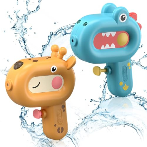 2 Stück Wasserpistole Kinder, Cartoon-Wasserspritzpistole 100 ml Wasserpistole Klein Wasserpistole Große Reichweite, bis zu 4–6 m, Geeignet für Schwimmbäder, Strandpartys, Geburtstagsgeschenke