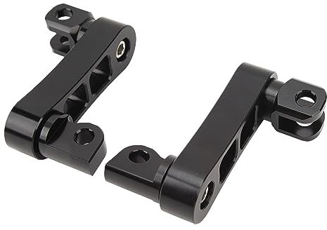 BORDSTRACT 360° Repose-pieds réglable pour moto, support pour autoroute, tige allongée en aluminium de haute qualité, pince pour repose-pieds de route, compatible avec les poteaux de voiture (noir)
