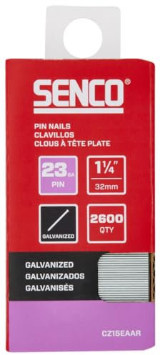 SENCO CZ15EAAR 1-1/4 23 Gauge Pin Nails, Galvanized Finish 2,600 Count Pack