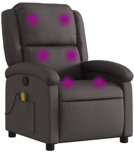 vidaXL Massagesessel Relaxsessel Dunkelbraun Echtleder