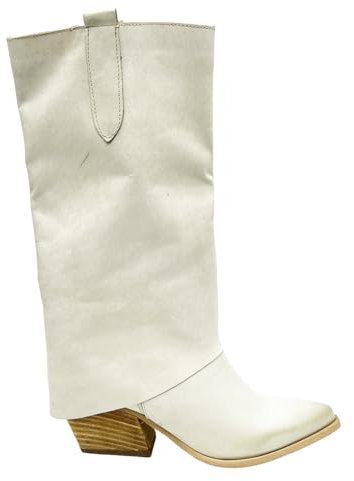 Hubs Anna Calzature stivale texano in pelle panna LOCA240 (Bianco, Sistema Taglie Calzature EU, Adulto, Donna, Numero, Media, 40)