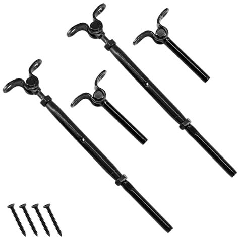 (2 piezas) Kit de barandilla de cable negro para cable de 3/16 pulgadas, acero inoxidable 316, ajustable a 180° accesorios de tensor de ángulo para postes de madera, escaleras, cubierta