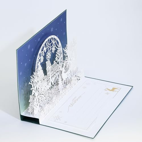 GEHENFRUCHT 3D Weihnachtskarten 3D Weihnachtsgrußkarte mit Umschlag, Geschenkkarte Weihnachten Pop up Weihnachtskarten Geschenk für Weihnachten, Chrismas (3D Karten Kleinstadt)