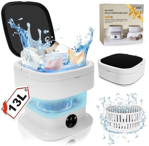 Portable Mini Waschmaschine Mit Schleuder - 14L 40W Camping Waschmaschine Mini Washing Machine Faltbare, Kleine Waschmaschine Mobile Waschmaschine Camping Reise(Ultra-Reinigung)