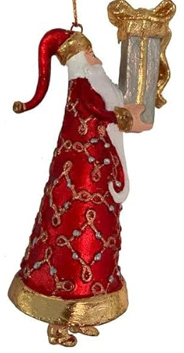 Weihnachtsmann, Gabenträger mit Geschenk Deko Hänger, Christbaumschmuck 13 cm (rot mit Geschenk und langem Gewand)