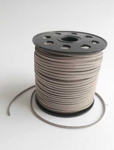Suede Cord Flat Faux Leather String for Jewelry Bracelet Necklace Making Beading Thread DIY Crafts 10m (Light Grey)