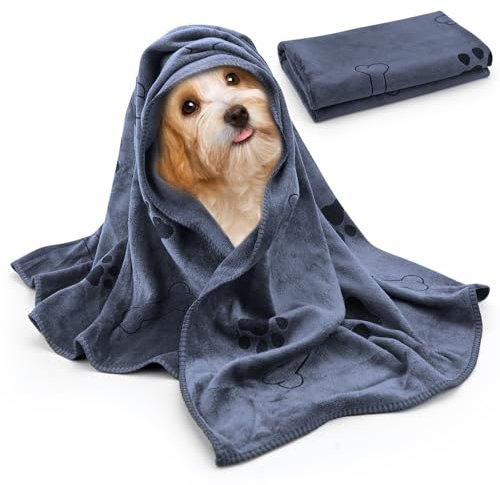 Cosiesnest Hundehandtuch 60 * 100cm Hundebademantel Hundehandtuch Extra SaugfäHig Mikrofaser Handtuch für Hunde Bademantel Hund Dickes Ganzjährig Waschbares & Trockenes Hundehandtuch Robe