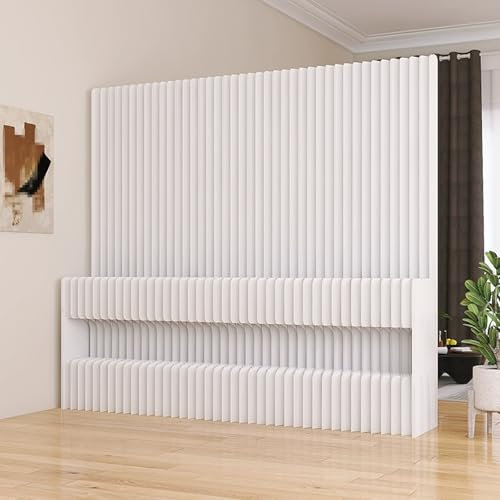 Freistehende Papierwand Trennwand, Hohe dekorative Raumteiler und Faltbare Sichtschutzwände, weißer Faltbarer Raumteiler, platzsparend, Trennwand aus Papier(200 x 180cm)
