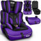 KIDUKU Seggiolino auto con coprisedile, cresce con il bambino, sedile, universale, approvato con la normativa ECE R129/03, 9-36 kg (1-12 anni), gruppo 1+2+3 (Noir/Viola)