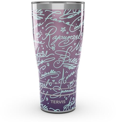 Tervis Traveler Disney - Princess Signatures Triple Walled Insulated Tumbler Travel Cup Keeps Drinks Cold & Hot, 30oz, Stainless Steel
