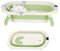 OHMG Bañera Bebe, Bañera Plegable Bebé, Bañera Bebé Con Termómetro Digital, Cojín De Baño, Bañera Bebe Plegable, Compacta Portátil Con Bandeja De Almacenamiento (B-Verde-43 x 71 x 18,5 cm)