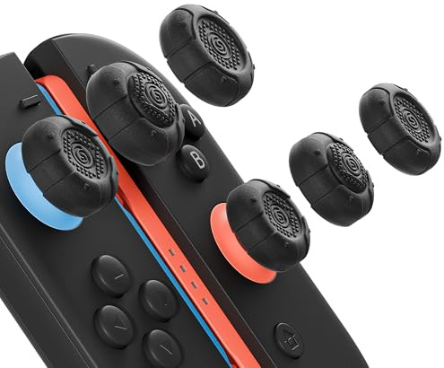 GeekShare G.S.Tac - Set di 2 tappi per manopole in silicone, antiscivolo, compatibili con Switch 2025, 3 paia/6 pezzi, colore: nero