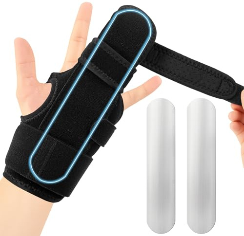 JLFDLLYYZQ 1 PCS Fingerschiene Mittelfinger und Ringfinger, Links (S/M) | Verstellbare Handschiene für 2 Finger, Trigger Finger Splint für Schnappfinger, Verstauchungen und Fingerbrüchen