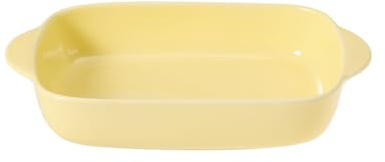 Casserole Dish for Oven – Small Deep Porcelain Ceramic Baking Dish for 1 Person – Rectangular Lasagna Pan with Handles for Baking, Roasting & Serving – Microwave & Dishwasher Safe – Yellow