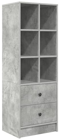 mtlskopl Highboard in Betonoptik, Schmaler Schrank mit 2 Schubladen, Moderner Stauraum für Wohnzimmer, Flur oder Büro, Kommode aus Holzwerkstoff, 45,5 x 34 x 127 cm