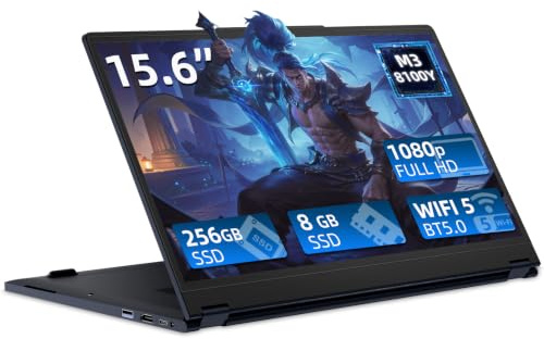 PC Portatile 2-in-1 Touchscreen da 15,6 Pollici, Win 11 Notebook con Core i3 8100Y Processore, Laptop 8GB RAM 256GB SSD, Computer Portatile 360° Rotation Touchscreen 1080P FHD USB3.0 HDMI Type-C WIFI5