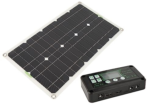 Keenso Panneau Solaire, Panneau Solaire Monocristallin RV 250 W avec Contrôleur 30 A Double USB 12 V 24 V Charge de Batterie pour Camping-car Bateau Voiture Camping Hors Réseau Utilisation Extérieure