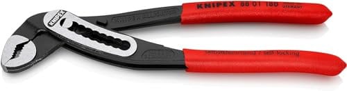 Knipex Alligator Pinza Regolabile per Tubi e Dadi Bonderizzata Nera, Rivestiti in Resina Sintetica Antiscivolo 180 Mm (Confezione Self-Service/Blister) 88 01 180 Sb
