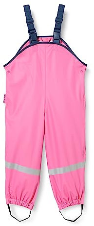 Playshoes Pantaloni fango, salopette antipioggia, fodera in tessuto, Pantaloni antipioggia antivento e impermeabili Unisex - Bambini e ragazzi, rosa, 98