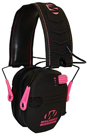 Walker's Razor Slim Electronic Earmuffs Cache-Oreilles de Chasse Mixte Adulte, Noir avec Rose, Taille Unique